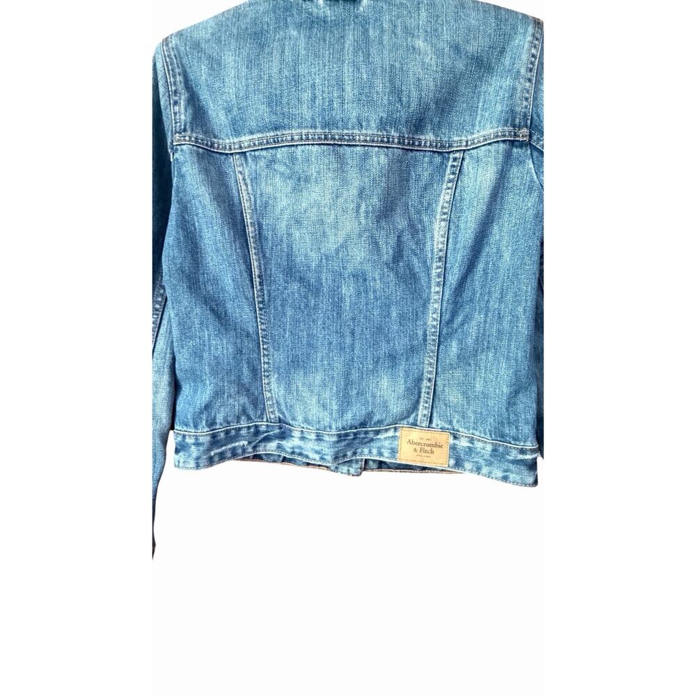 Abercrombie & Fitch Vintage Distressed Denim Trucker Jacket Y2K Women's Size M - Picture 13 of 16